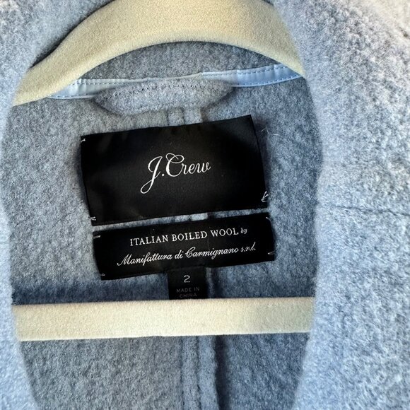 J.Crew Daphne Italian Boiled Wool Coat Womens 2 XS Blue Button Front Peacoat - Picture 2 of 13
